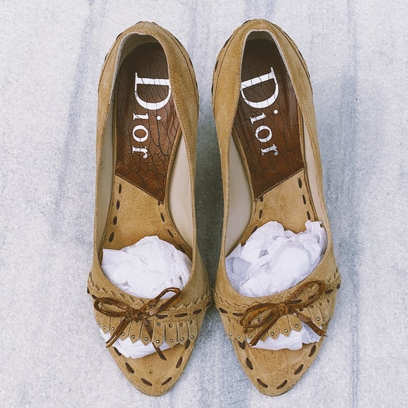 Authentic Dior Moccasin Peep Toe Heels - Picture 1 of 8